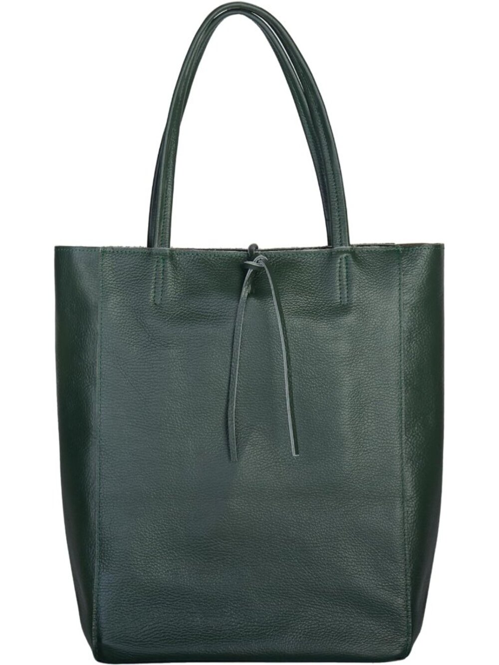 Stylish Dark Green Genuine Italian Leather Tote Bag, Large Slouchy Purse for